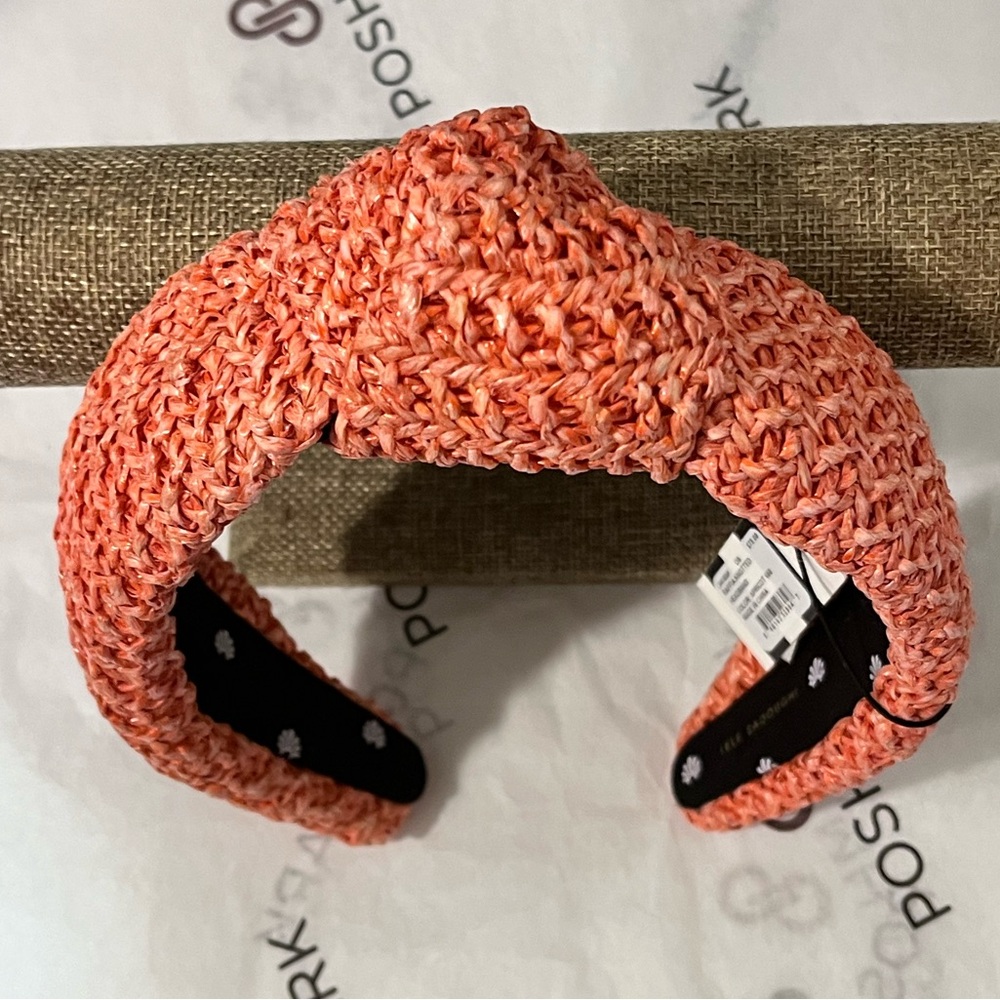 LELE SADOUGHI NWT AUTHENTIC WOVEN RAFFIA KNOTTED APRICOT COLOR HEADBAND